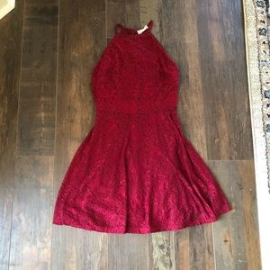 Ruby Wine Red Lace cocktail dress